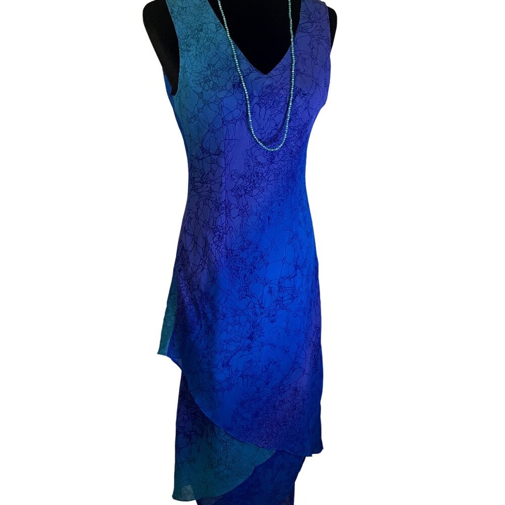 Ultra Dress Collection Unique Blue Ombre Maxi Flowing Fairy Ocean Dress Size 8